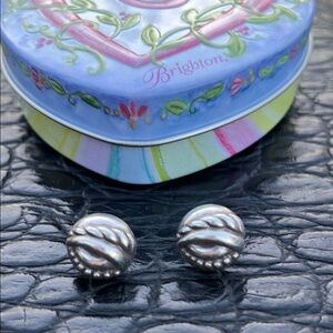 Brighton Stud Earrings Dome Silvertone Post‎ Backs Beeds